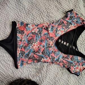 Columbia Floral One Piece Bodysuite- Black, Pink, Blue